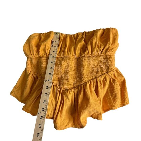 Free People Orange Strapless Smocked Peplum Tie Back Top Women’s Boho - Picture 5 of 9
